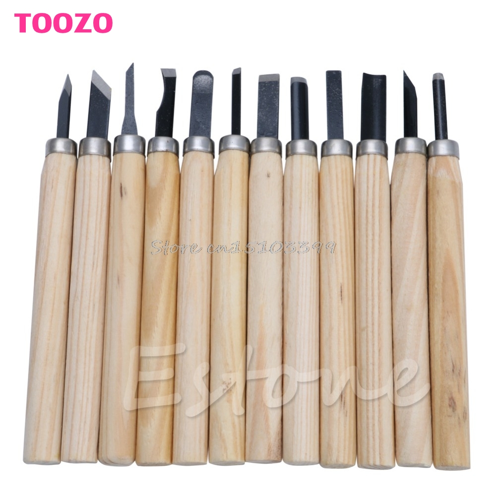 12Pcs Professional Wood Carving Hand Chisel Knife Tool Set Woodworkers Gouges G08 Whosale&DropShip